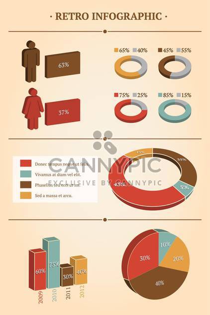 Vector illustration of retro business infographic set with pie demographics - vector gratuit #125726 