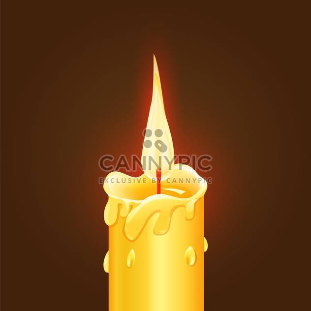 Vector illustration of yellow burning candle on brown background - Free vector #125736