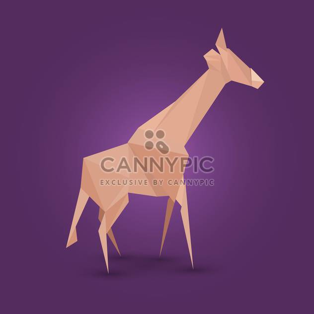 Vector illustration of paper origami giraffe on purple background - vector gratuit #125796 