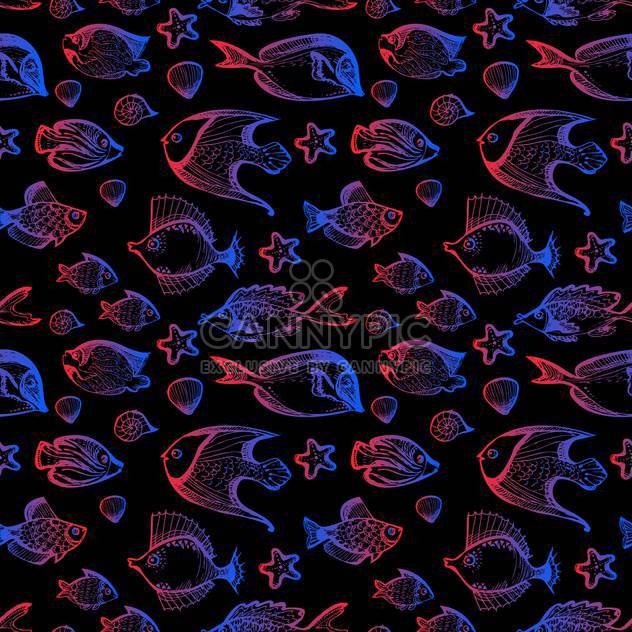Vector illustration of dark sea background with fish - Free vector #126006
