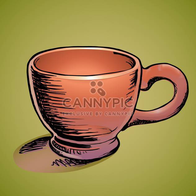 Vector illustration of empty brown cup on green background - vector gratuit #126106 