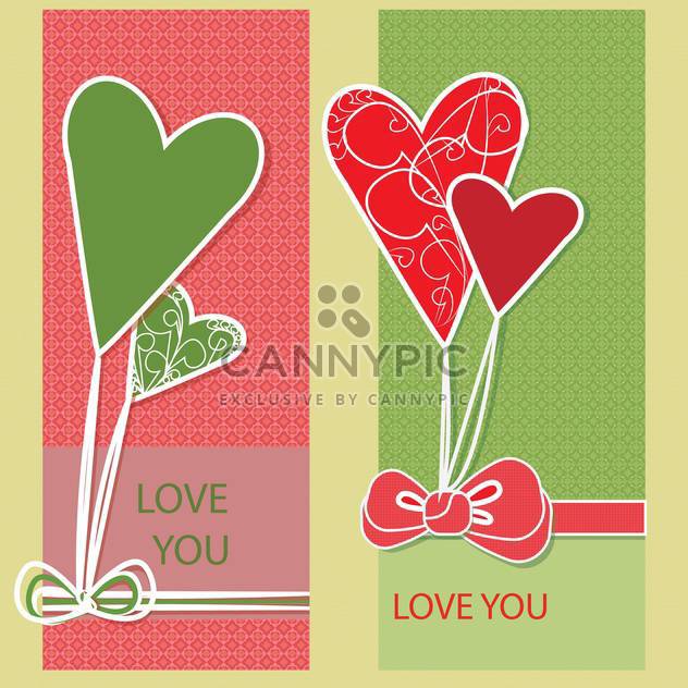 Vector greeting card with hearts and love you text - vector gratuit #126386 