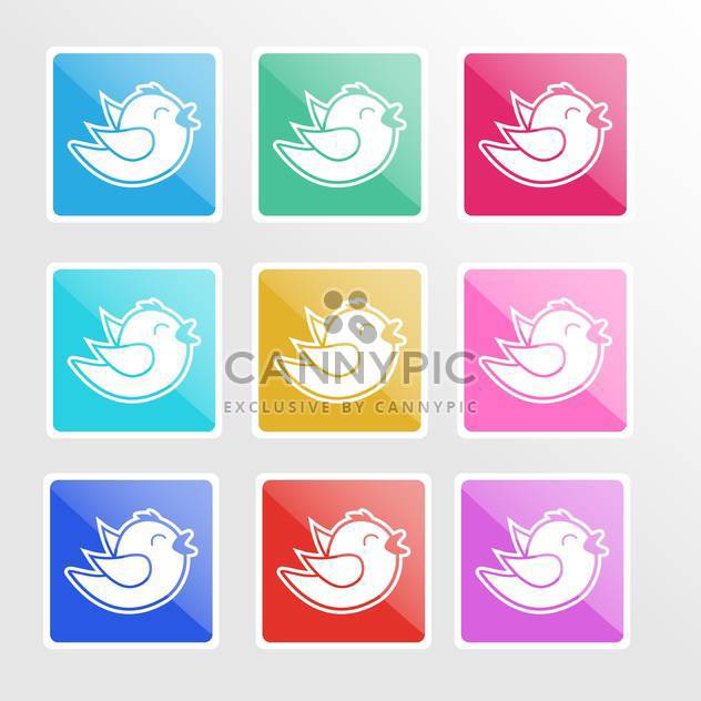 Vector set of colorful icons with birds - бесплатный vector #126516
