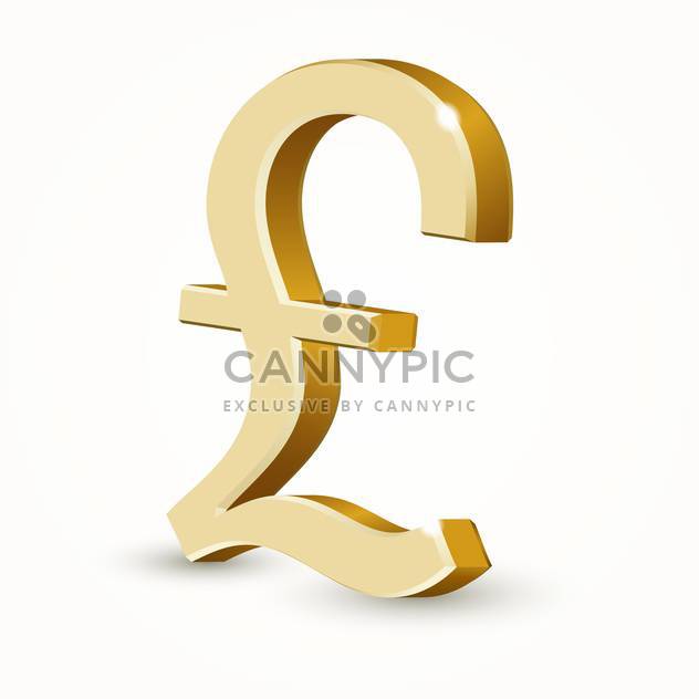 Vector illustration of golden UK pound sign on white background - Free vector #126546