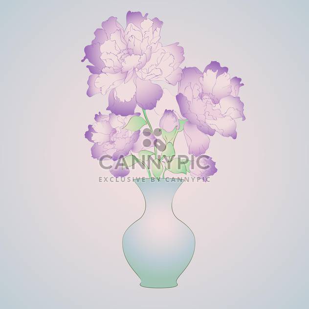 beautiful purple flowers in vase on blue background - бесплатный vector #126806