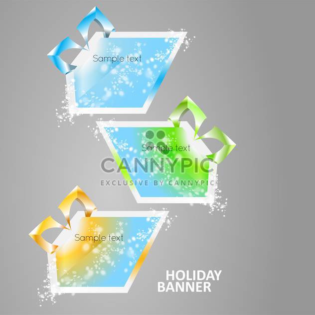 vector illustration of bright multicolored glowing banners on grey background - vector #126916 gratis