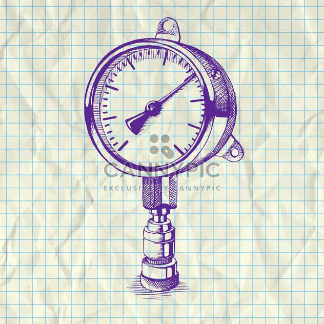 Sketch illustration of drawing manometer on notebook paper - vector #126996 gratis