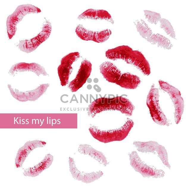 Vector white background with red kisses - vector gratuit #127216 