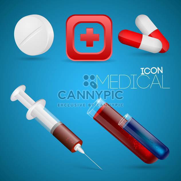 Vector set of medical icons on blue background - vector #127246 gratis