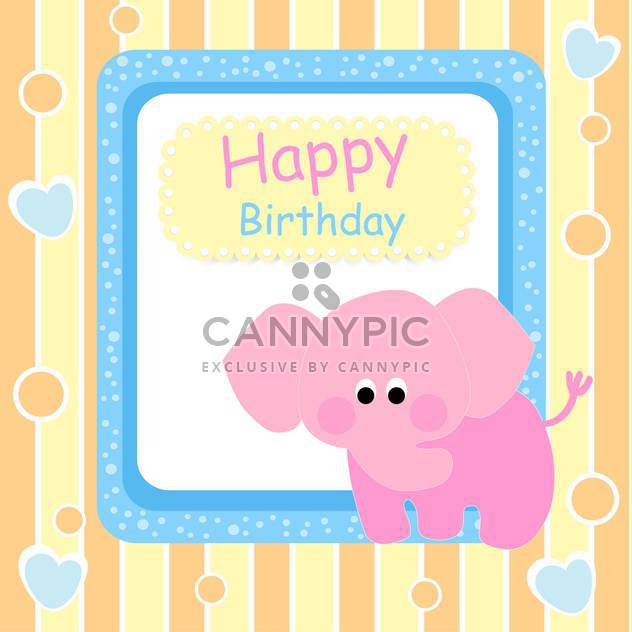 Happy birthday card with pink elephant - Free vector #127266