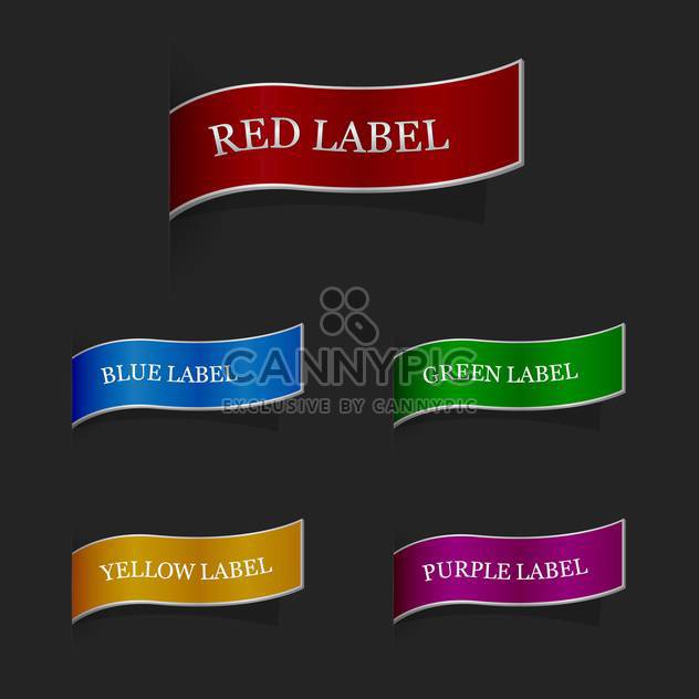 Vector set of colorful ribbon labels on black background - vector gratuit #127326 