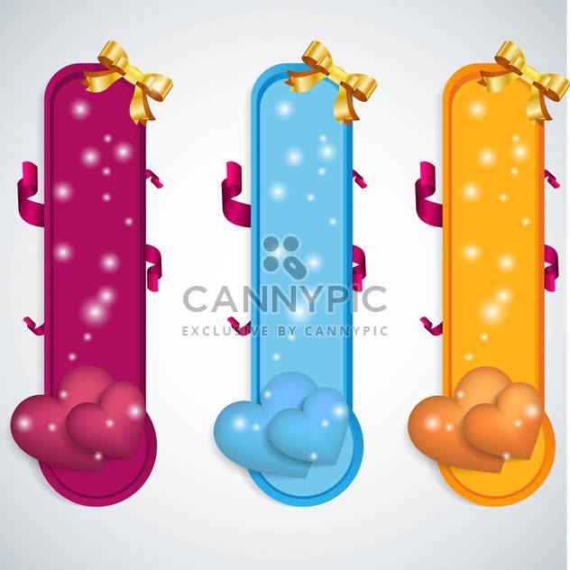 Vector illustration of colorful banners with hearts and text place - бесплатный vector #127336