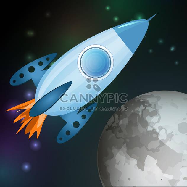 Vector illustration of spaceship flying into galaxy - бесплатный vector #127396