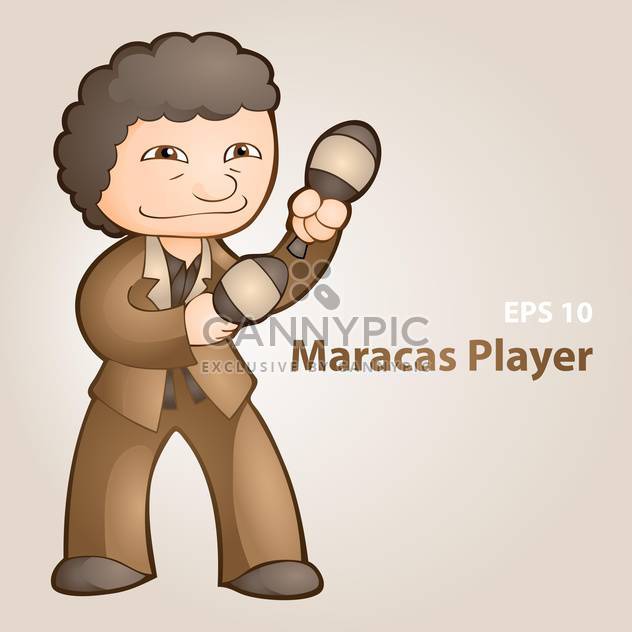 Vector illustration of maracas player on grey background and text place - бесплатный vector #127546
