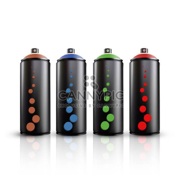 vector illustration of colorful spray tins on white background - vector gratuit #127826 