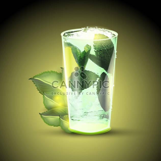 mojito cocktail or drink with limes and mint on green background - Free vector #127876