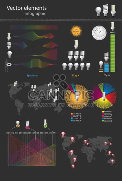 vector illustration of colorful infographics on black background - vector gratuit #128066 