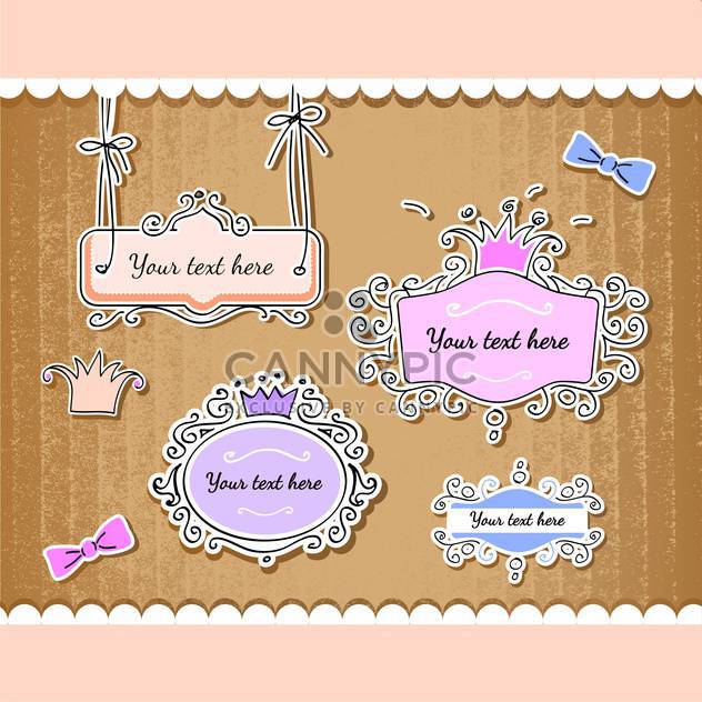 Vector set of cute vintage frames with text place - Free vector #128116