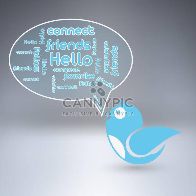 Blue bird with speech bubble, vector illustration - vector gratuit #128176 