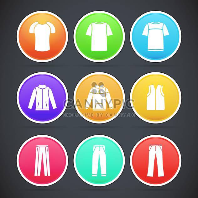 Vector set with colorful clothes icons - vector gratuit #128266 