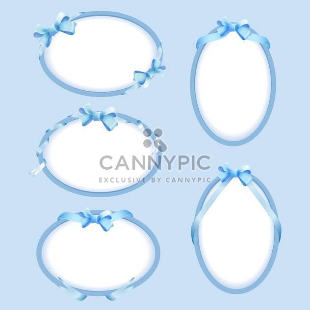 Vector set of blue frames with bow - Free vector #128506
