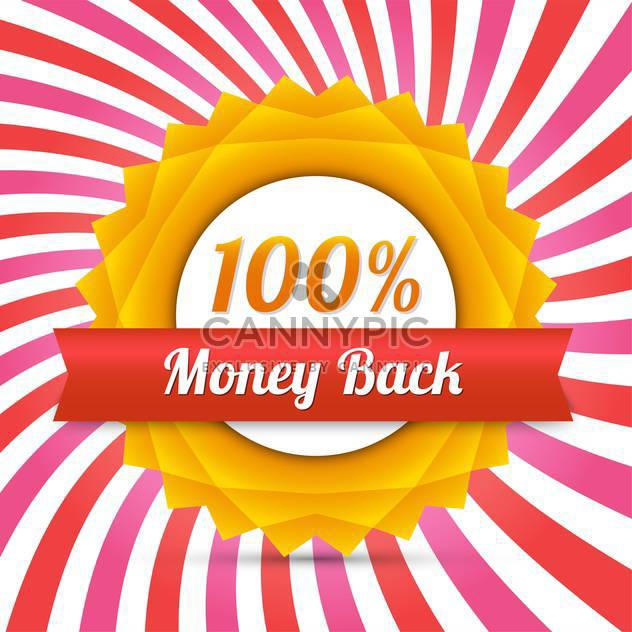 Vector yellow money back label with red ribbon - vector #128646 gratis