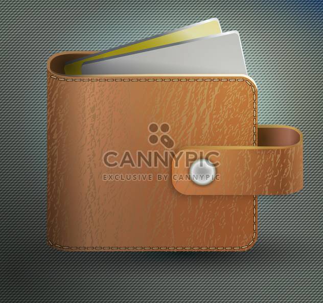 Vector illustration of leather wallet on grey background - бесплатный vector #128716