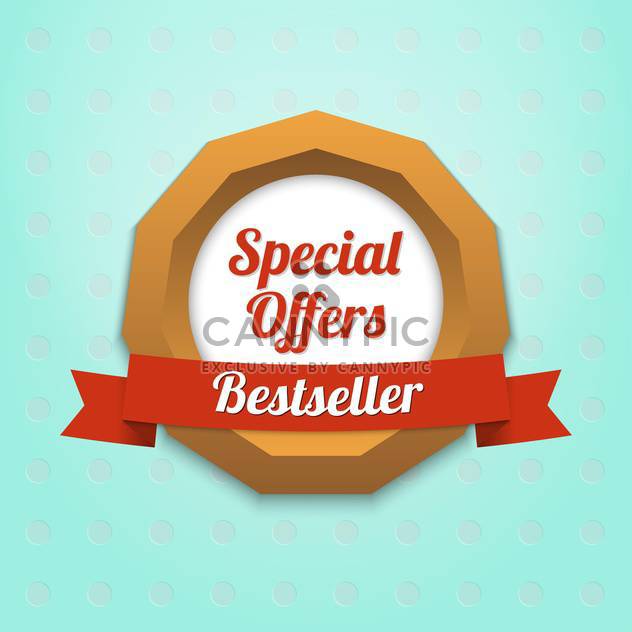 Vector label of special offers and bestseller on blue background - vector #128806 gratis