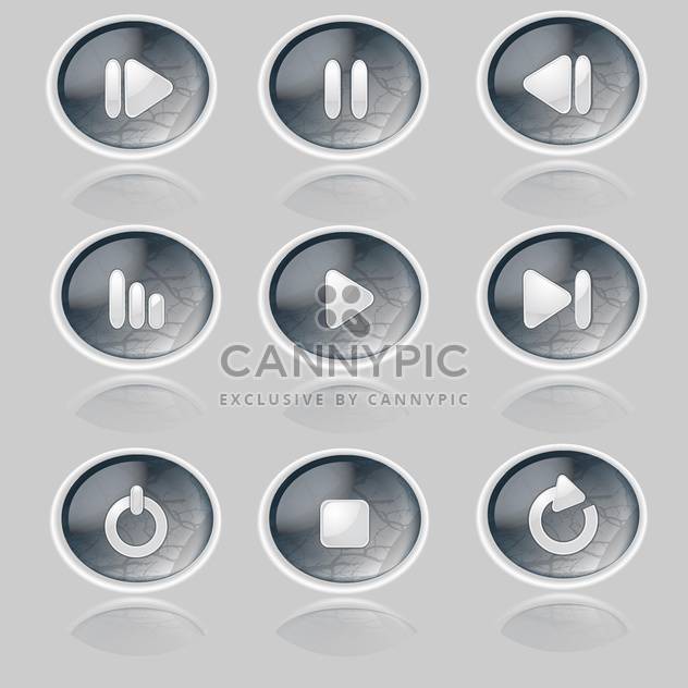 Vector set of media player buttons - Free vector #128816