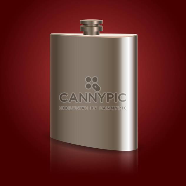 Vector Illustration of stainless hip flask on red background - Kostenloses vector #128896