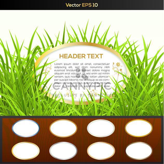 Wooden buttons set with green grass and copy space in round frame - vector gratuit #128916 