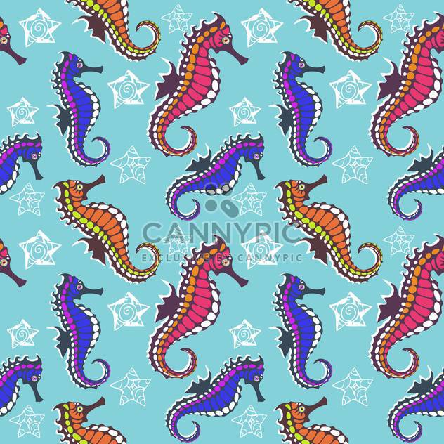Colorful seahorse seamless vector pattern - Free vector #128936