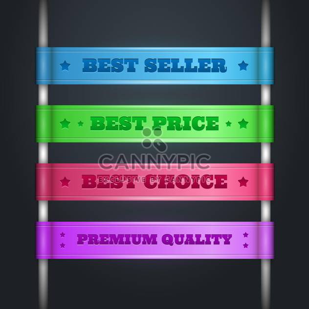 Vector set of colorful Best Price ribbons on black background - vector #129446 gratis