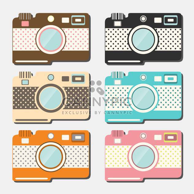 old style photo cameras collection on grey background - vector #130656 gratis