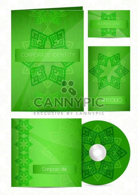 Stationery green color design set - vector gratuit #130666 
