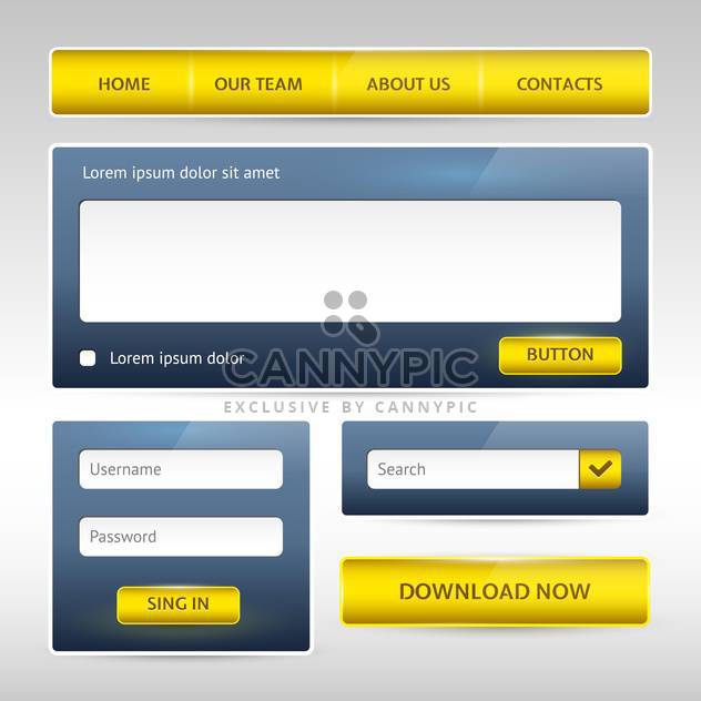 Web site design template navigation elements with icons set - vector gratuit #131046 