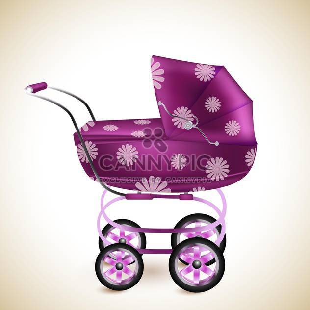 Pink baby buggy on light background - Free vector #131506