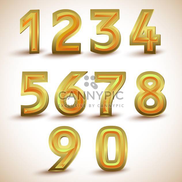 Vector set of gold numbers from one to null - vector gratuit #131966 