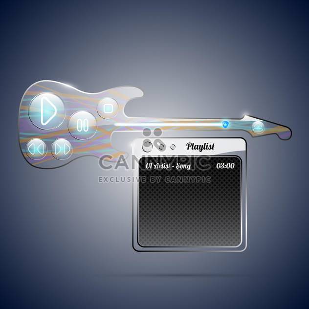 Guitar with amp audio player on blue background - бесплатный vector #132216