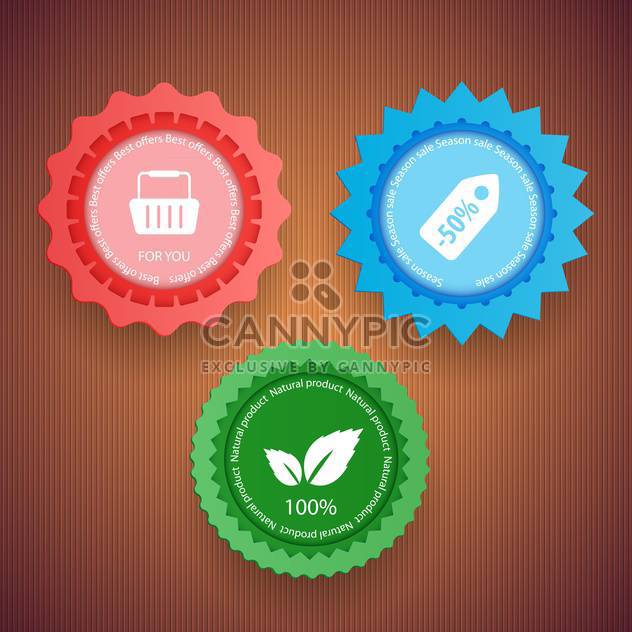 colorful sale labels on brown background,vector illustration - Free vector #132306