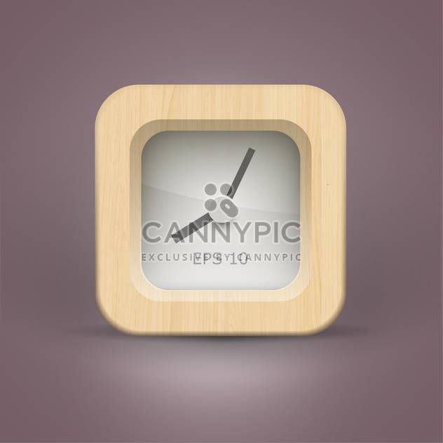 clock icon button in wooden frame - vector gratuit #132396 