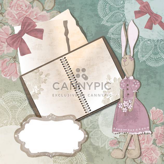 vintage paper notebook with rabbit illustration - бесплатный vector #132556