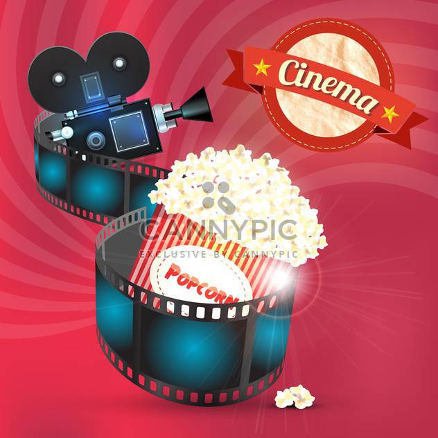 cinema popcorn and film reel - vector gratuit #133126 