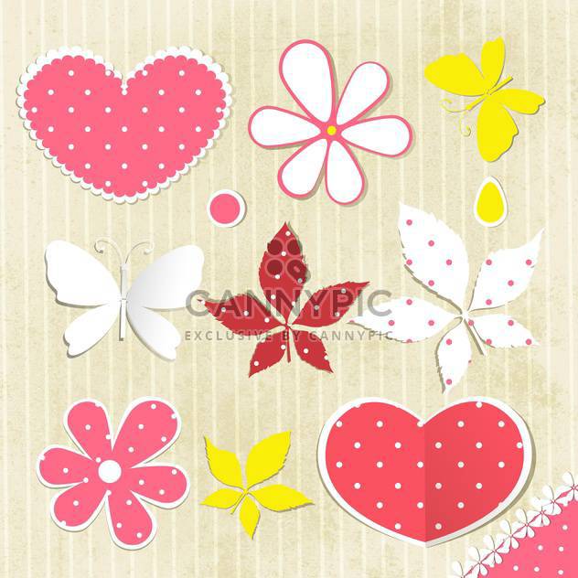 summer floral background with butterfly - vector gratuit #133806 