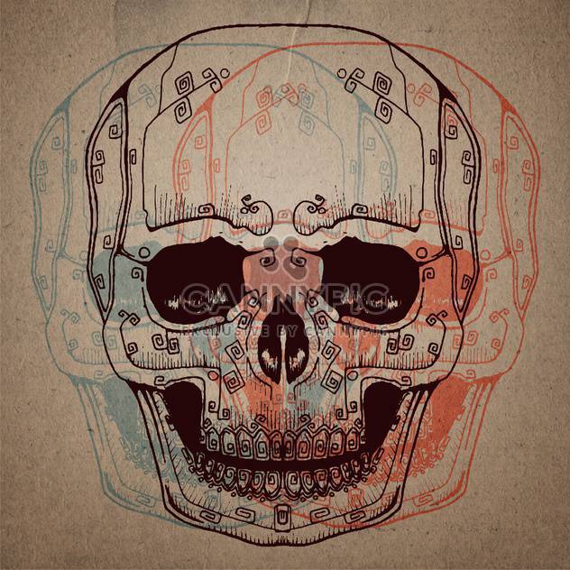 skull study drawing with pencil on paper - Free vector #134746