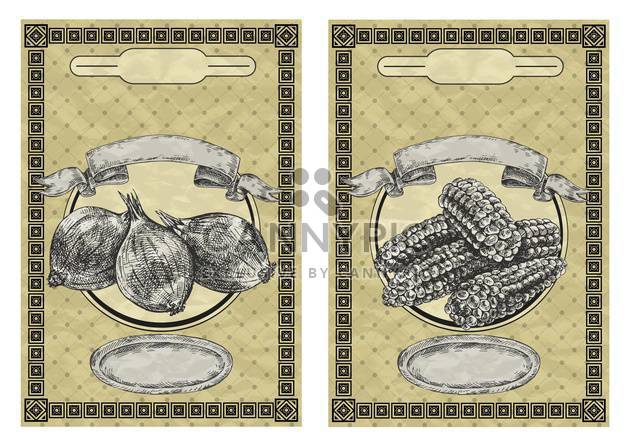 vintage banners with onion and corn - Free vector #135076