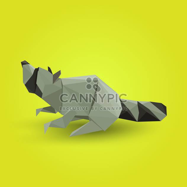 Vector illustration of paper origami raccoon on yellow background - Kostenloses vector #125836