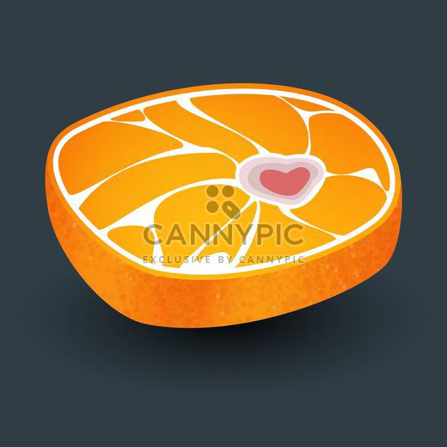 Orange with meat structure and heart shape bone on grey background - Kostenloses vector #125986