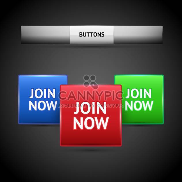 Vector illustration of join now button collection on dark background - vector gratuit #126166 