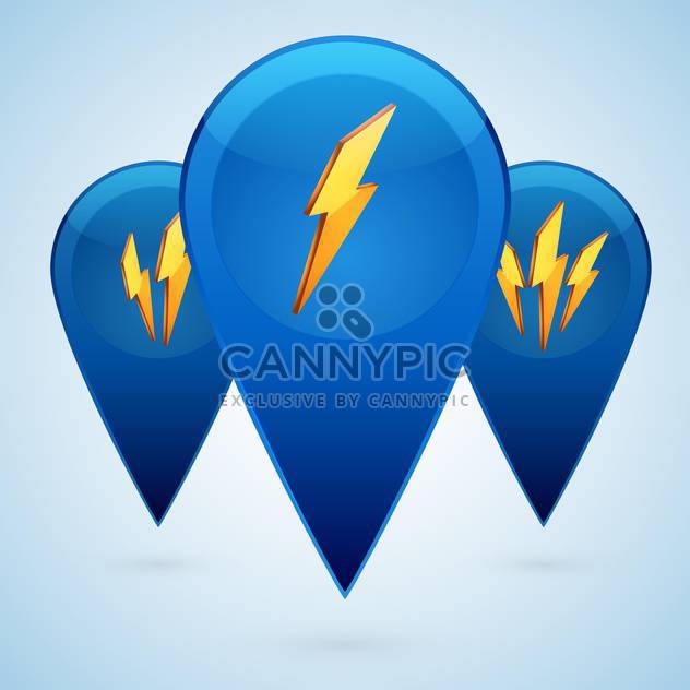 Vector illustration of blue lightning web icons on blue background - vector #126266 gratis